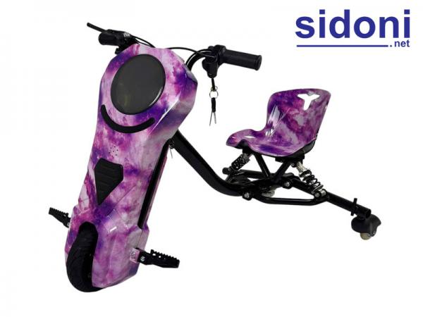 Xe điện 3 bánh Drift khung tròn giảm sóc 36V 4.4AH tím