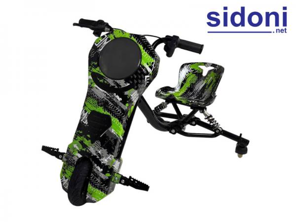 Xe điện 3 bánh Drift khung tròn giảm sóc 36V 4.4AH xanh lá đen