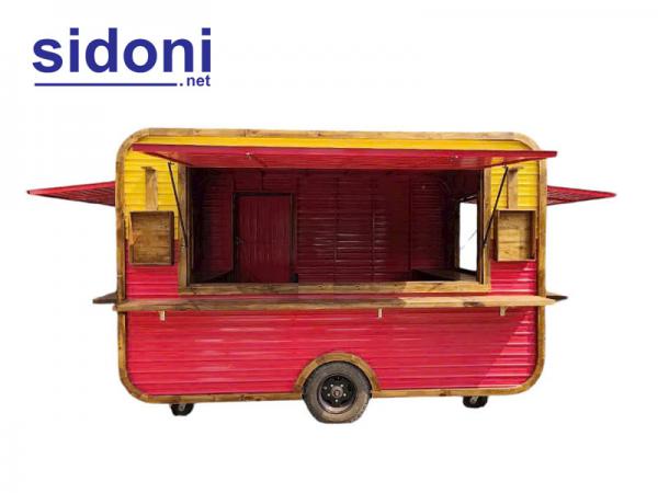 Xe kéo bán hàng lưu động Smart F23 vàng đỏ