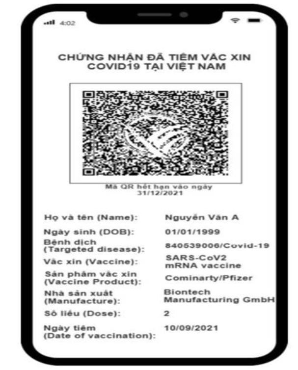 Ảnh minh họa hộ chiếu vaccine của người dân sẽ gồm 11 thông tin