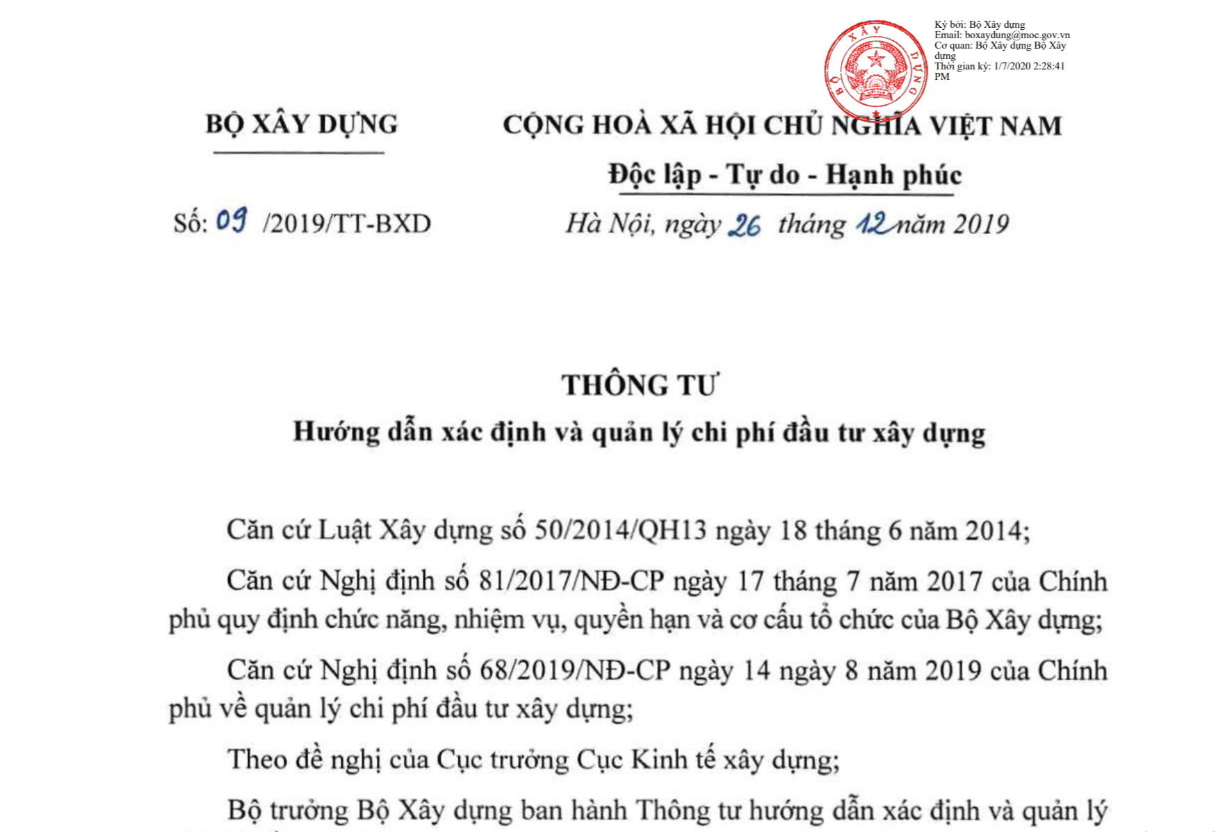 Thông tư được sử dụng với mục đích hướng dẫn Nghị định, do cấp bộ ban hành