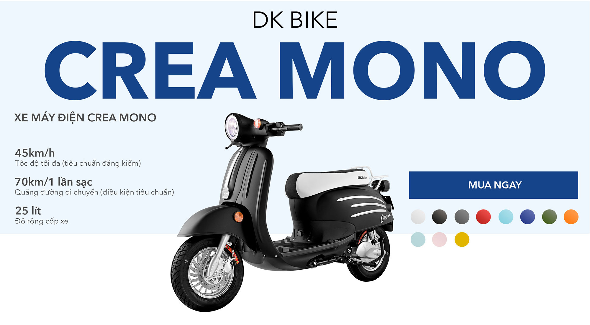 XE MÁY ĐIỆN DK CREA MONO CAM TRẮNG 1