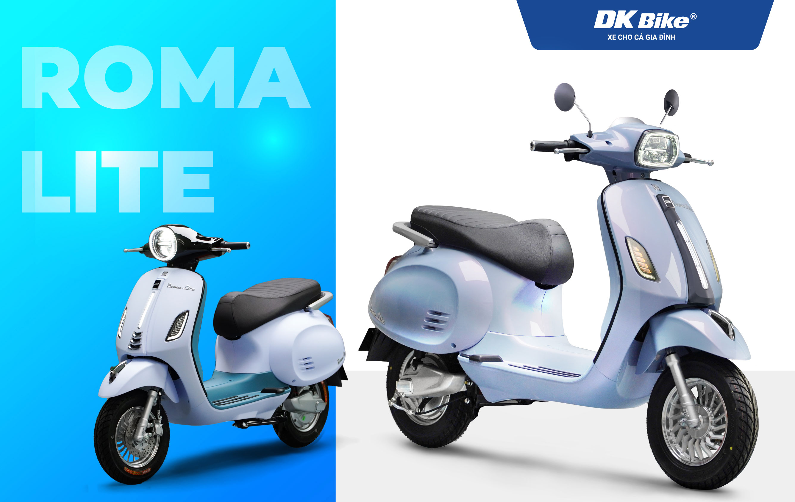 XE MÁY ĐIỆN DK ROMA LITE XANH ĐEN MỜ 1