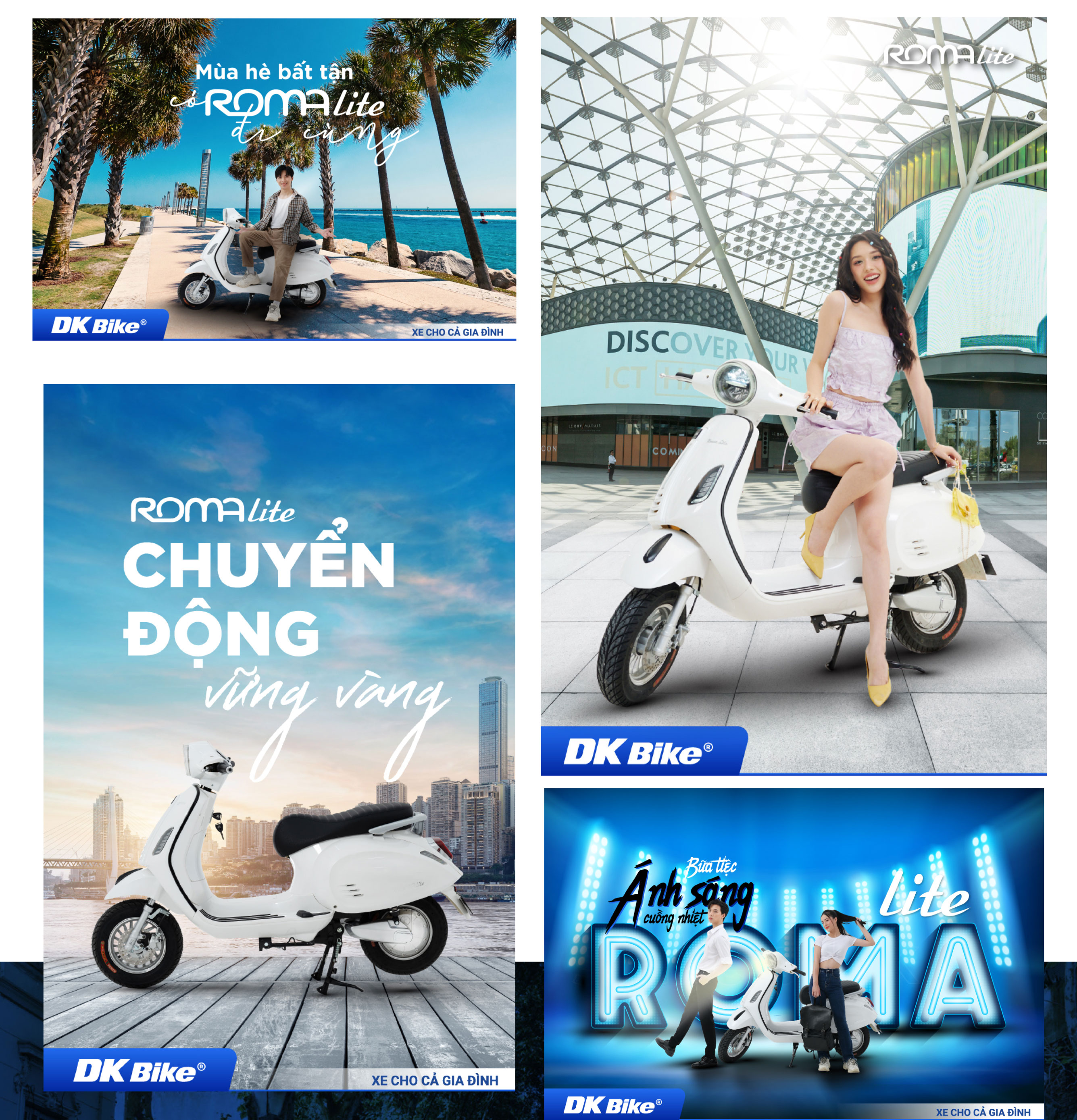 XE MÁY ĐIỆN DK ROMA LITE XANH ĐEN MỜ 4