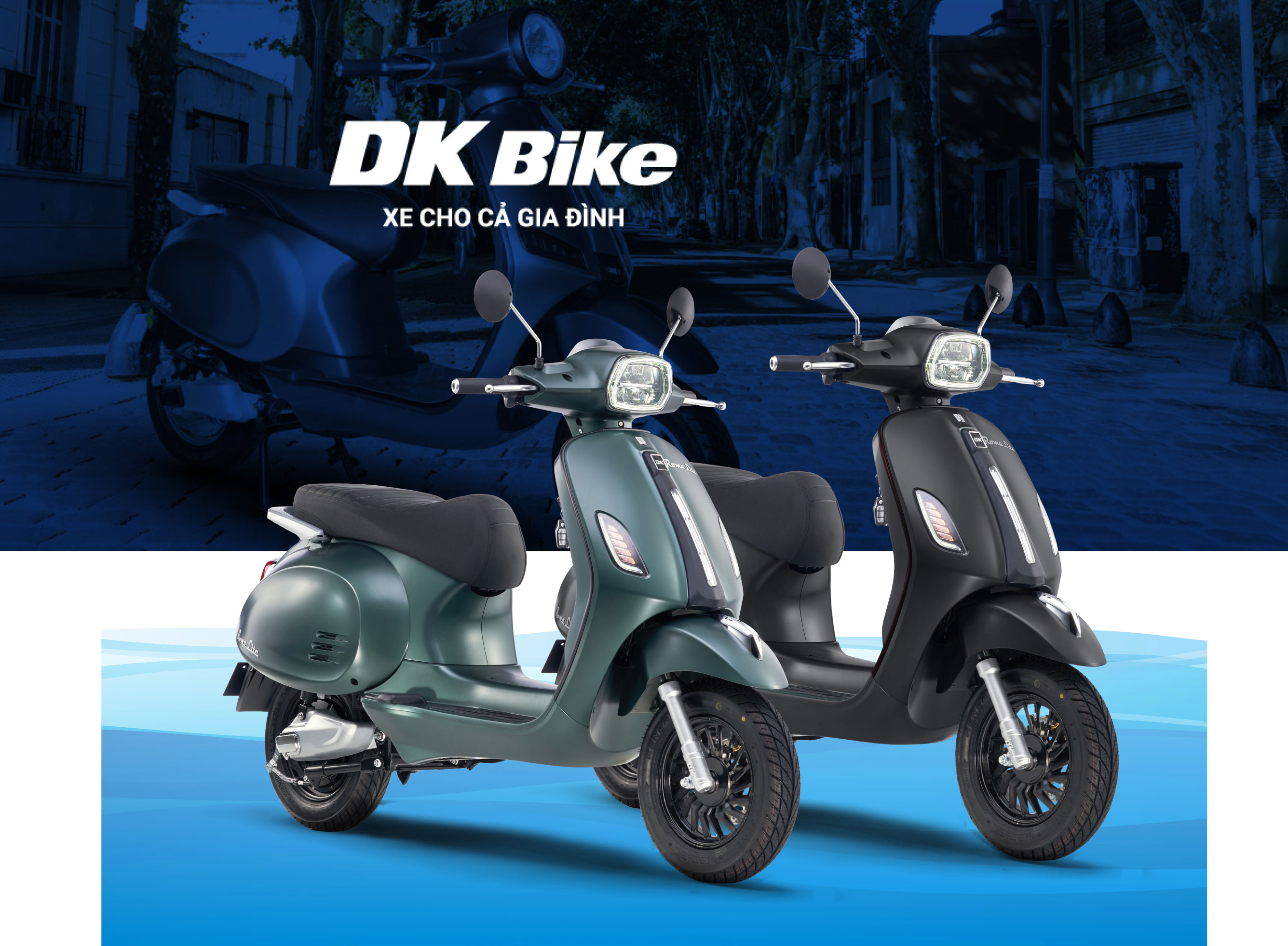 XE MÁY ĐIỆN DK ROMA LITE XANH ĐEN MỜ 5