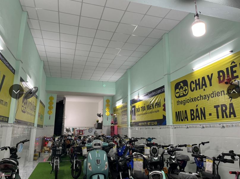 Những mẫu xe điện được xếp gọn gàng ngay ngắn trên chiếc thảm màu xanh