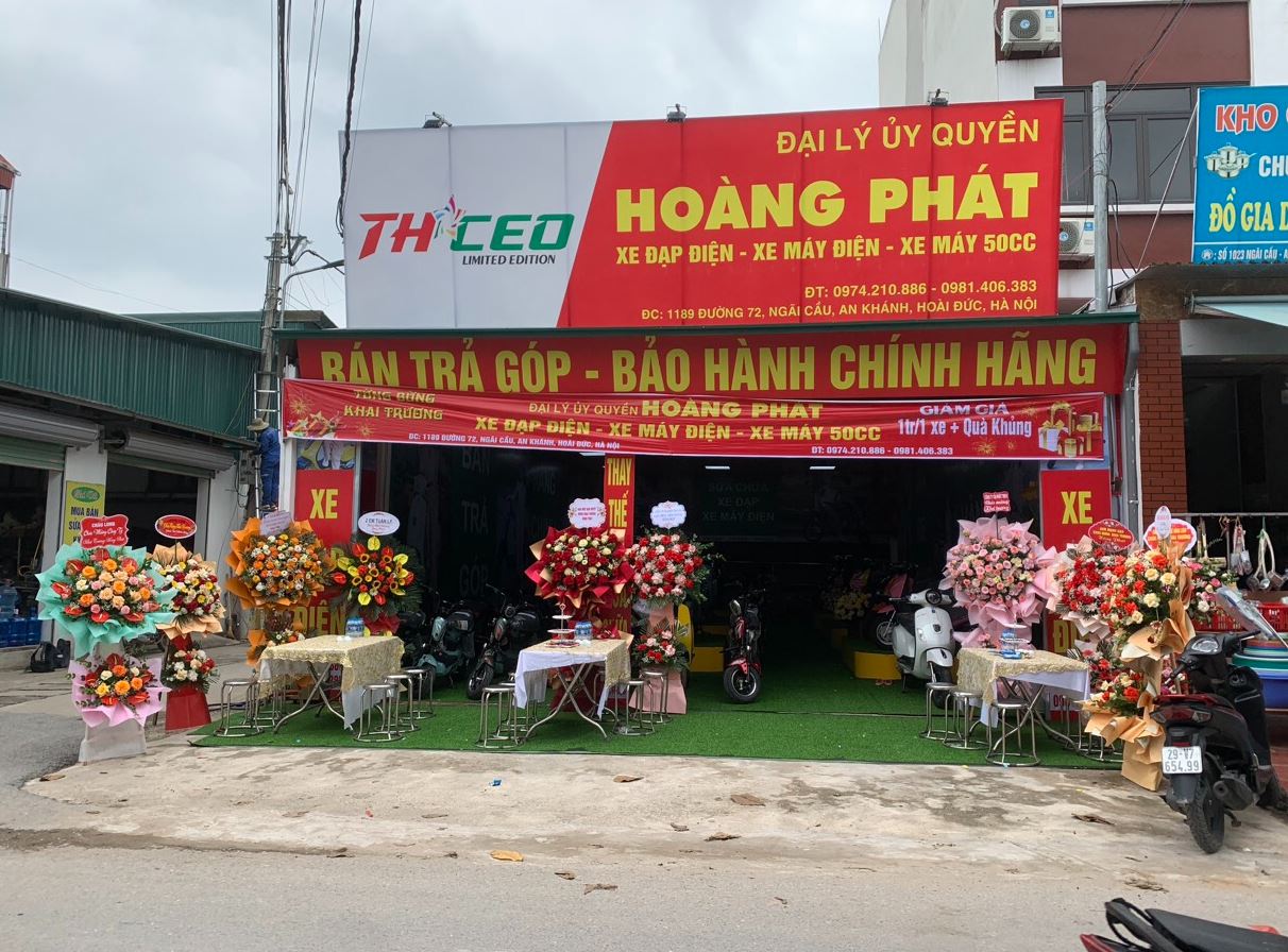 Thế Giới Xe Chạy Điện chính thức khai trương đại lý ủy quyền Hoàng Phát tại 1189 đường 72, Ngãi Cầu, An Khánh, Hoài Đức, Hà Nội