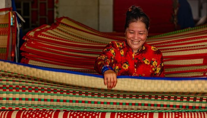 Sản phẩm làng chiếu Yên Định có mẫu mã đa dạng, bền đẹp