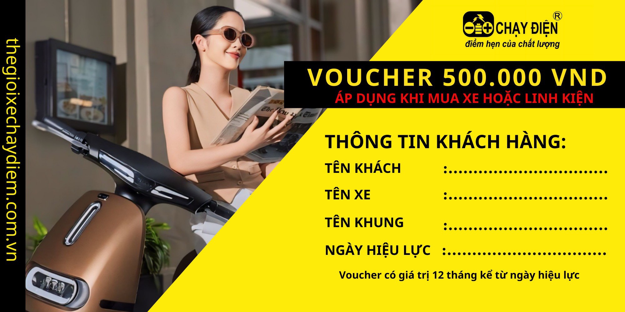 Tặng Voucher 500K có giá trị trong 12 tháng